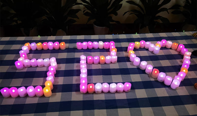Rechargeable LED Tea Lights with Remote & Timer — Flameless Warm and Colour Modes