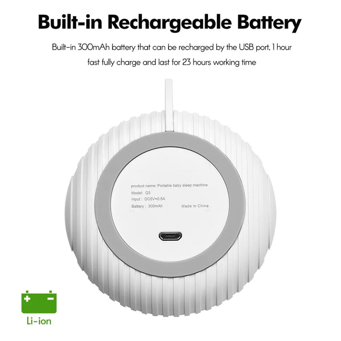 Portable Baby White Noise Machine — 10 Soothing Sounds, Rechargeable, Timer & Auto Noise Detection