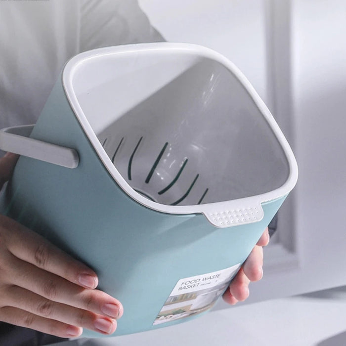 Portable 2-Tier Kitchen Waste Bin with Handle — 4L Compost Drainer