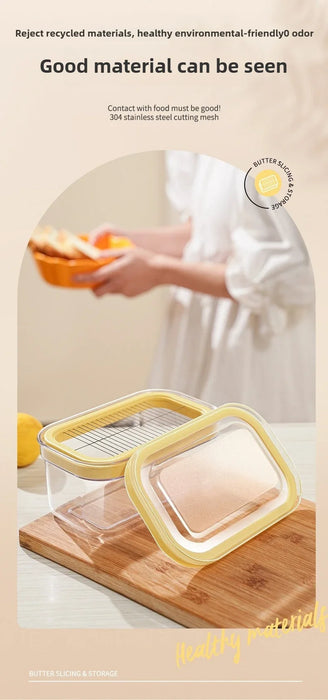 Airtight Butter Slicer & Keeper with Lid — Cutter and Fridge Storage Dish