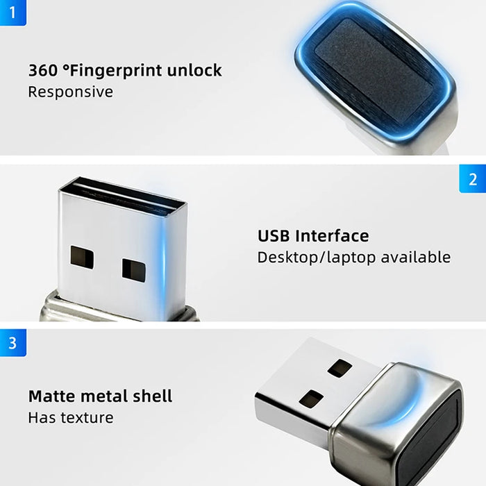 Mini USB Metal Fingerprint Reader for Windows Hello (FP200/WA27)