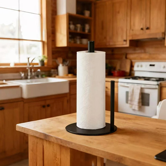 Stainless Steel Kitchen Roll Holder with Weighted Base - Heavy-Duty Countertop Organiser