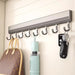 Drill-Free Wall-Mounted Aluminium Hook Rack — 6/8/10 Hook Options