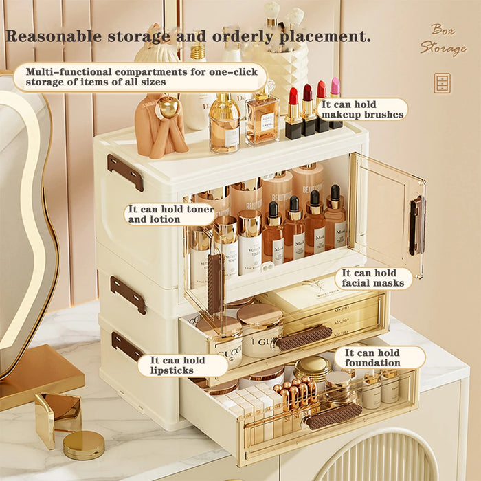 Foldable Transparent Drawer Cosmetic Organiser — Dustproof Multi‑Layer Makeup Storage