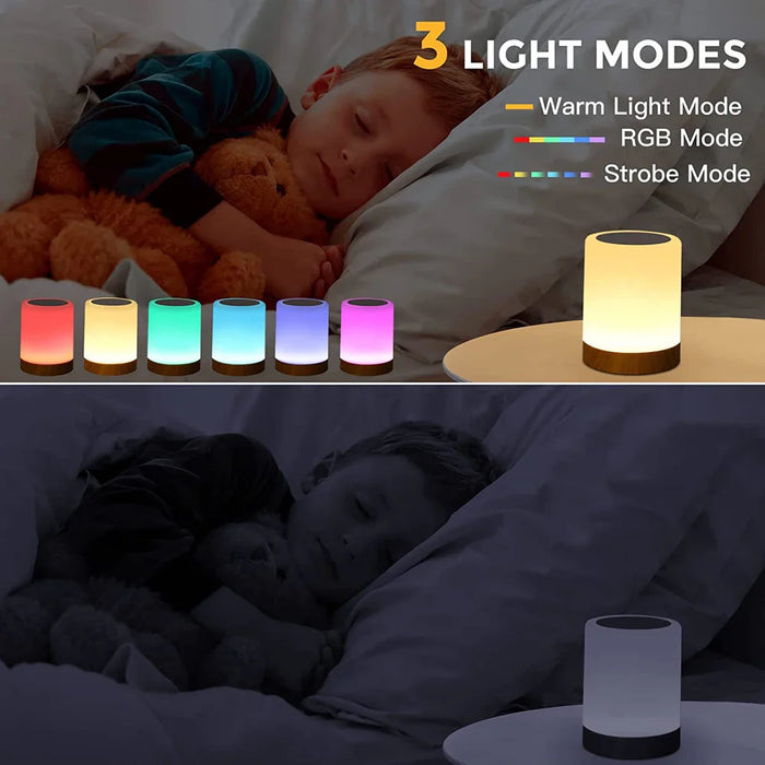 Lampe tactile LED - Lampe de chevet avec lumière RVB, capteur tactile et fonction lampe de bureau portable - Solution d'éclairage parfaite pour la chambre & cadeau pour enfants