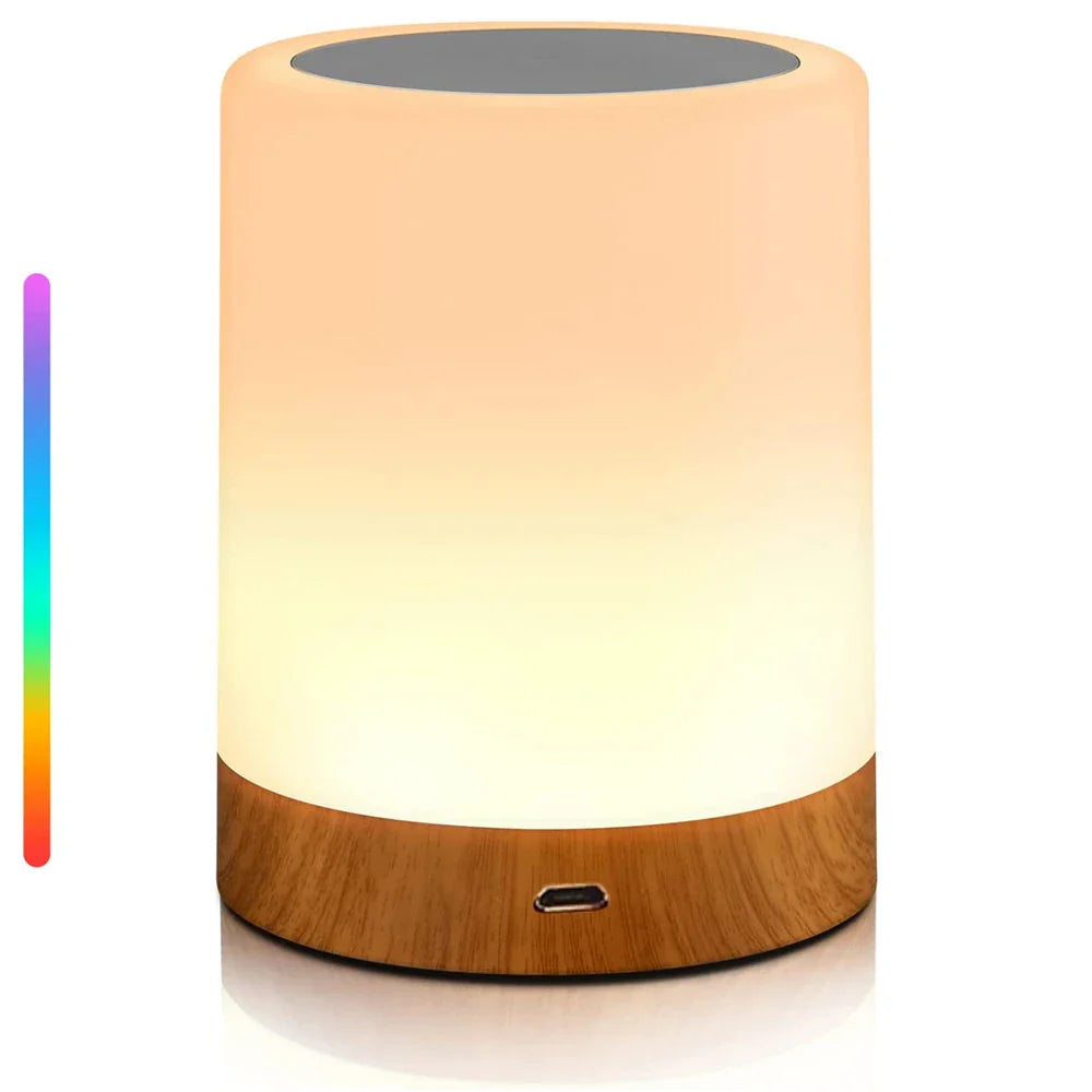 LED Touch lampe - sengelampe med RGB-lys, berøringssensor og bærbar skrivebordslampefunktion - perfekt belysningsløsning til soveværelset og gave til børn