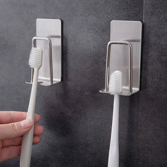 Stainless Steel Wall-Mount Toothbrush & Shaver Holder — 1 or 2 pcs