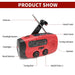Solar Hand-Crank Emergency Radio with LED Torch — 2000mAh, USB Charging
