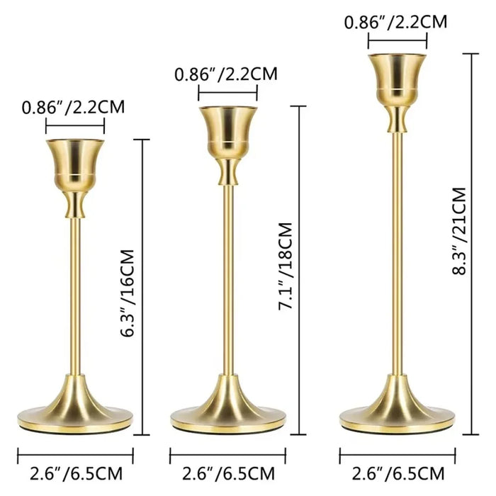 Vintage Elegant Tabletop Candle Holders – Metal & Aluminium, Single or 3‑Piece Sets