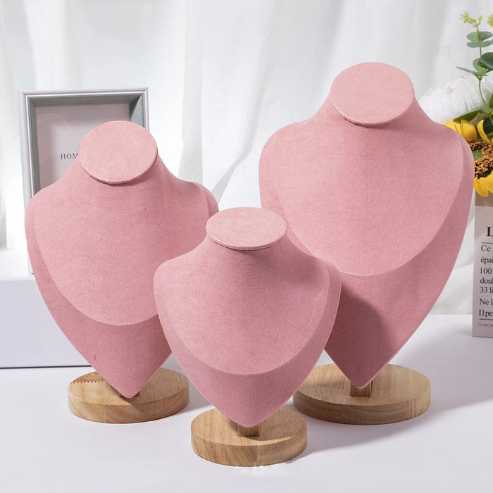 Wooden Mannequin Bust Necklace Display Stand — Portrait Jewellery Holder (S/M/L)