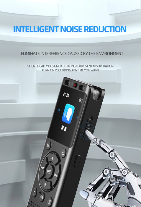 Large-screen USB-C Rechargeable Voice Recorder with Noise Reduction and TF Card Support