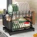 Stainless Steel 2-Tier Dish Rack — Hygienic Residue-Free Drying, Compact Kitchen Organiser