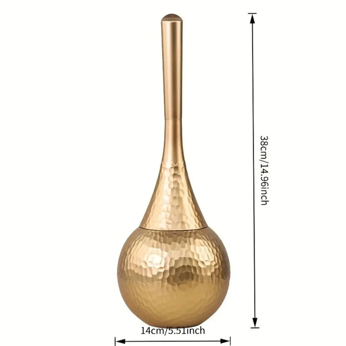 Long‑Handled Toilet Brush with Base Holder — Non‑Scratch Bathroom Brush, Gold or Silver