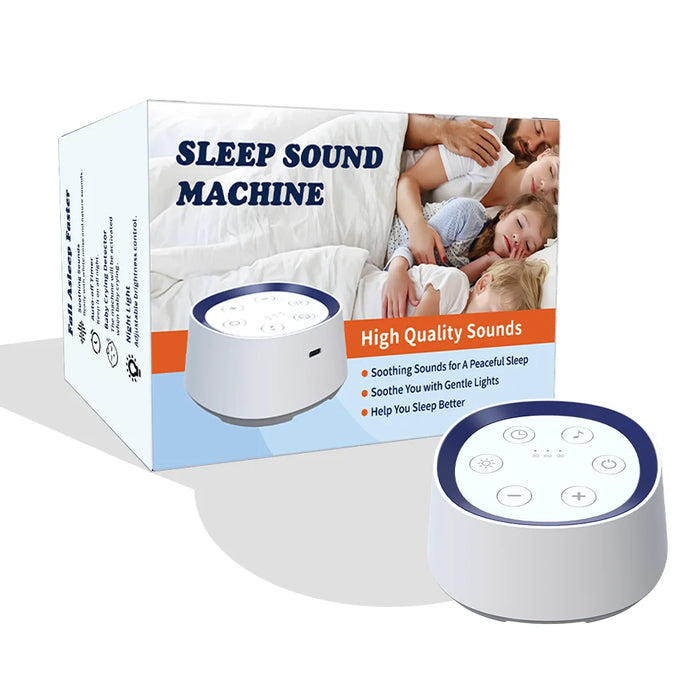 Portable White Noise Machine for Babies — 24 Soothing Sounds, Night Light, Timer, Rechargeable