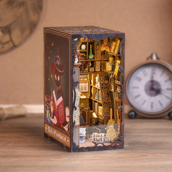 Book Nook Miniature Dollhouse Kit with Touch Light & Dust Cover — Nebula Common Room