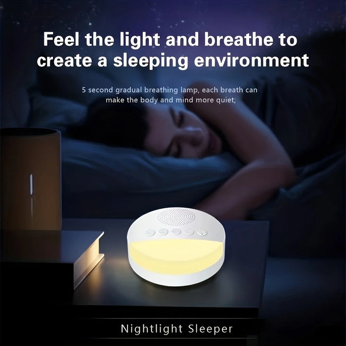 Portable 1200mAh USB Rechargeable White Noise Machine with Night Light & 9 Sounds