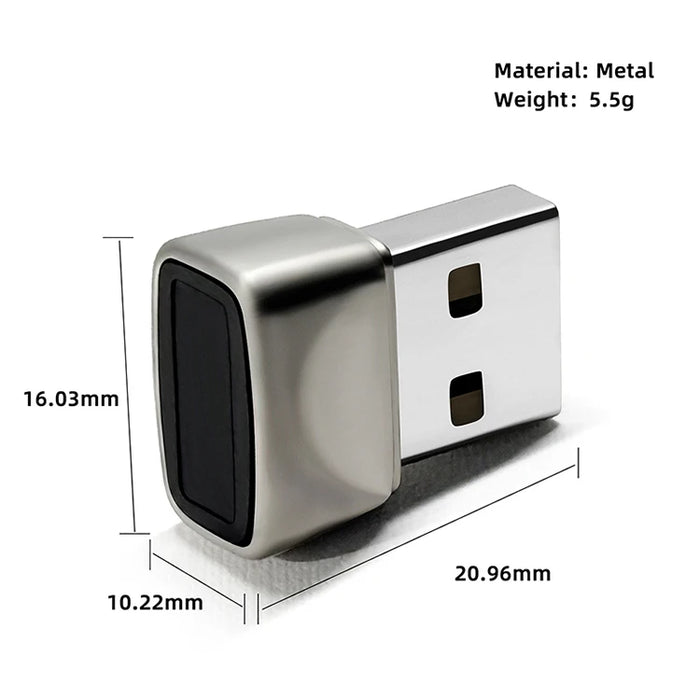 Mini USB Fingerprint Reader for Windows Hello — Metal Biometric Scanner for PC and Laptop