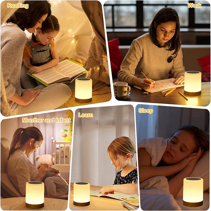 Lampe tactile LED - Lampe de chevet avec lumière RVB, capteur tactile et fonction lampe de bureau portable - Solution d'éclairage parfaite pour la chambre & cadeau pour enfants
