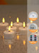 Rechargeable LED Tea Lights – Pack of 12, Black Wick, Remote-Controlled Flame-Effect