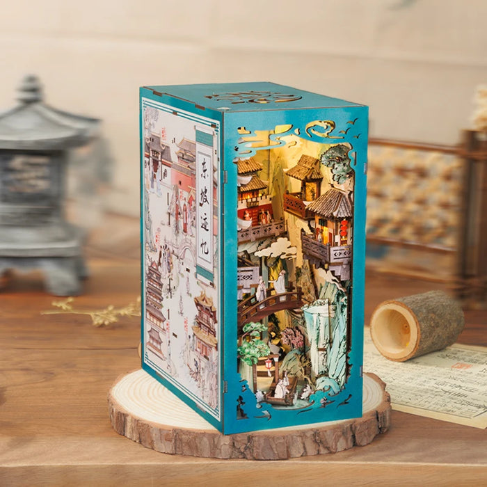 Antiquity Book Nook Dollhouse Kit – Su Dongpo's Life with Touch Light & Dust Cover