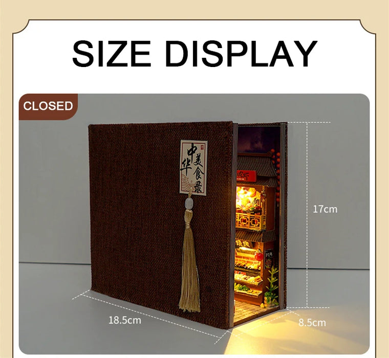 Retro Street-Food Book Nook DIY Wooden Miniature Kit — Shelf Insert