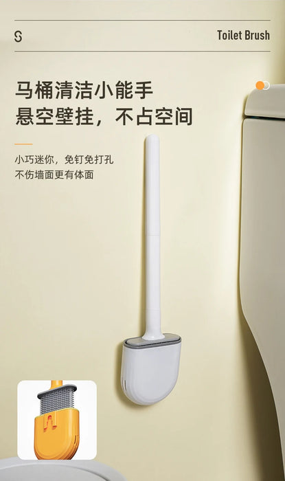 Silicone Toilet Brush with Quick‑Dry Base, Flexible Flat Head and Non‑Slip Handle