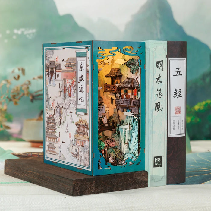 Antiquity Book Nook Dollhouse Kit – Su Dongpo's Life with Touch Light & Dust Cover