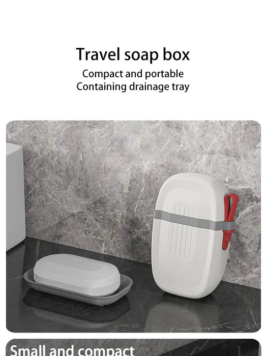 Portable Sealed Soap Box – Waterproof Travel Soap Dish with Draining Design, White 8×5×11cm