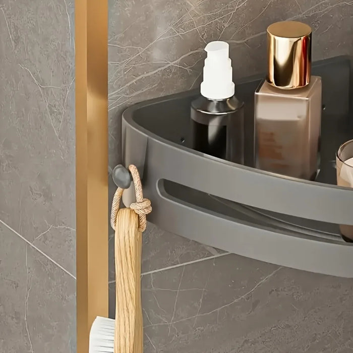 No‑Drill Adhesive Bathroom Shelf – 1 or 2‑Pack, Black Tripod Design