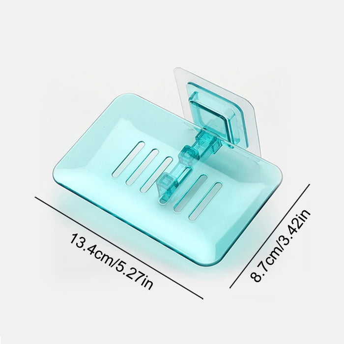 Self‑Adhesive Wall‑Mounted Soap Holder with Drain — Transparent & Colour Options