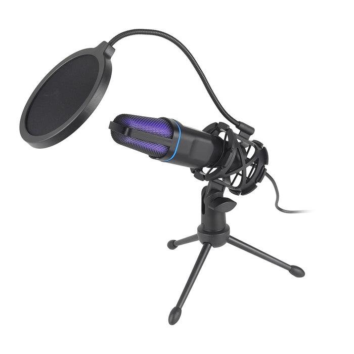 USB RGB Condenser Microphone — Wired Gaming & Streaming Mic for PC/Laptop