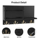 Wooden Wall-Mounted Key and Mail Holder — Rustic Letter Sorter with 4 Hooks