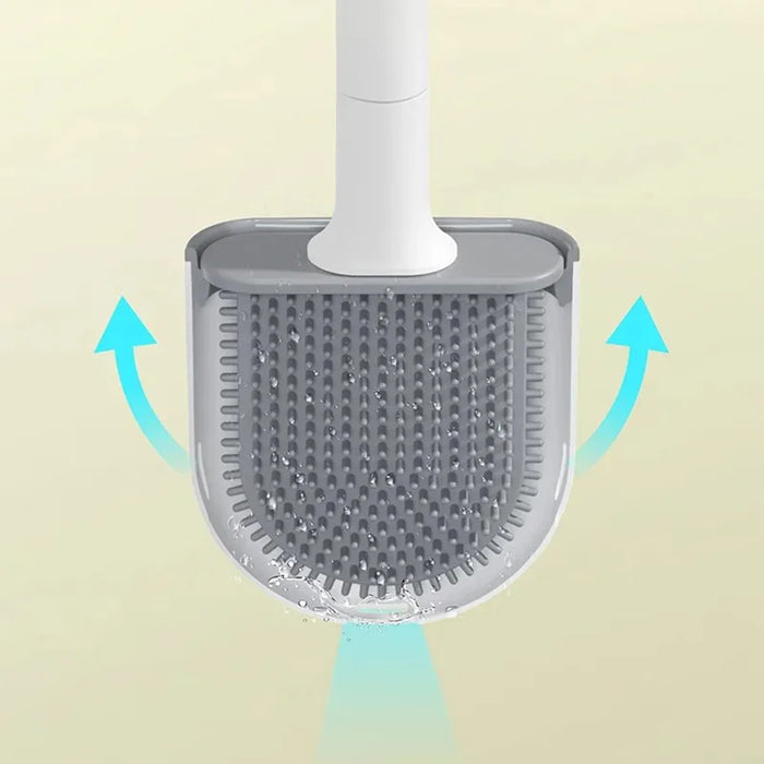 Wall-Mounted Soft TPR Toilet Brush with Removable Handle — Space-Saving