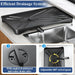Steel 1-Tier Dish Rack with Angled Drainboard & 3-Slot Cutlery Caddy — Black