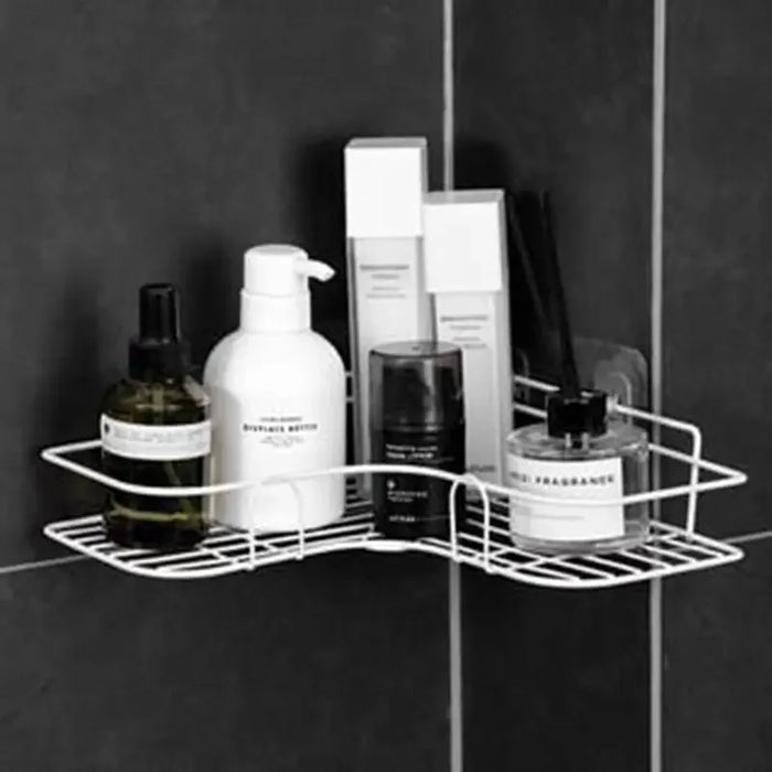 1pc Stainless Steel Corner Shower Caddy — No‑drill Wall‑Mounted Bathroom Organiser