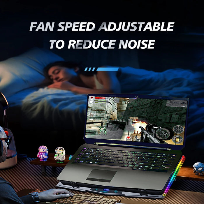 Air Compression RGB Laptop Cooling Pad - Triple-Fan USB Cooler for 12-17-inch Laptops