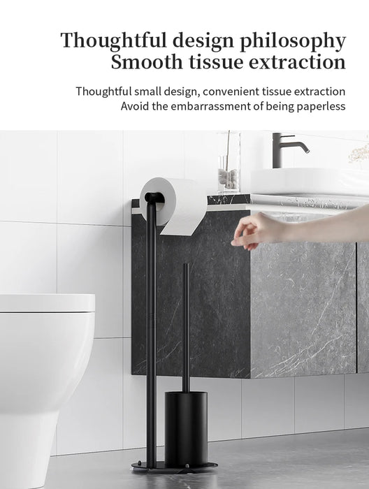 Foldable Floor-Standing Toilet Roll Holder with Reinforced Base, Standalone Dispenser