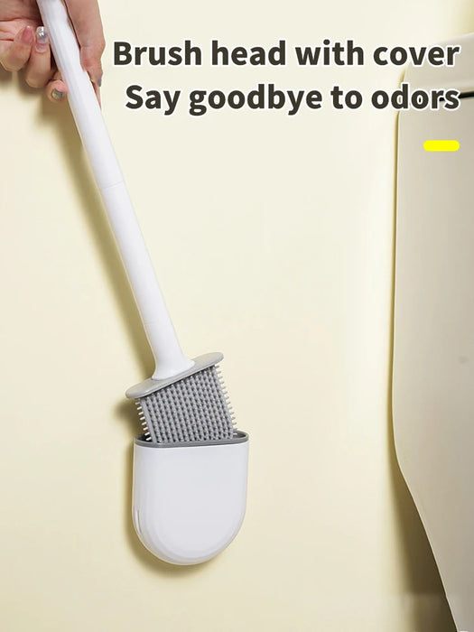 Wall-hanging Long-handle Toilet Brush with Silicone Head, 36×9×4 cm