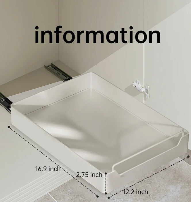 Metal Slide‑Rail Pull‑Out Cabinet Organiser with Self‑Adhesive Base