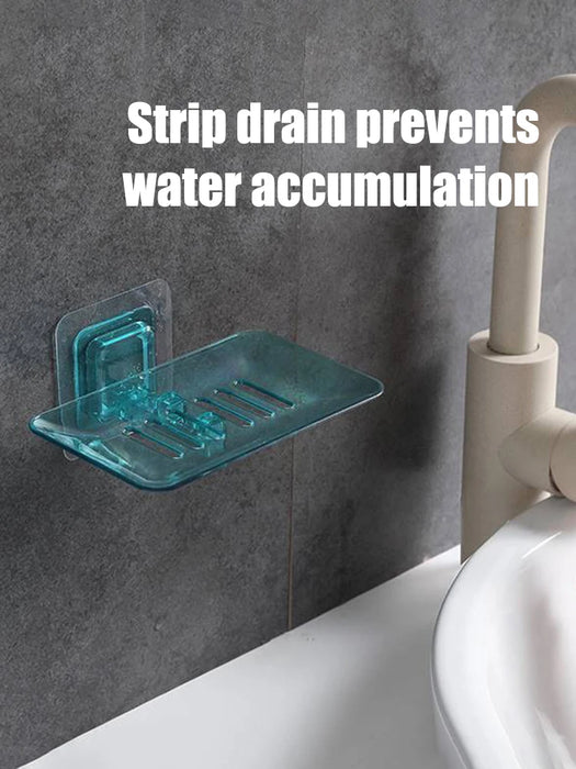 Self‑Adhesive Wall‑Mounted Soap Holder with Drain — Transparent & Colour Options