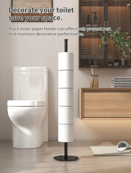 Foldable Floor-Standing Toilet Roll Holder with Reinforced Base, Standalone Dispenser