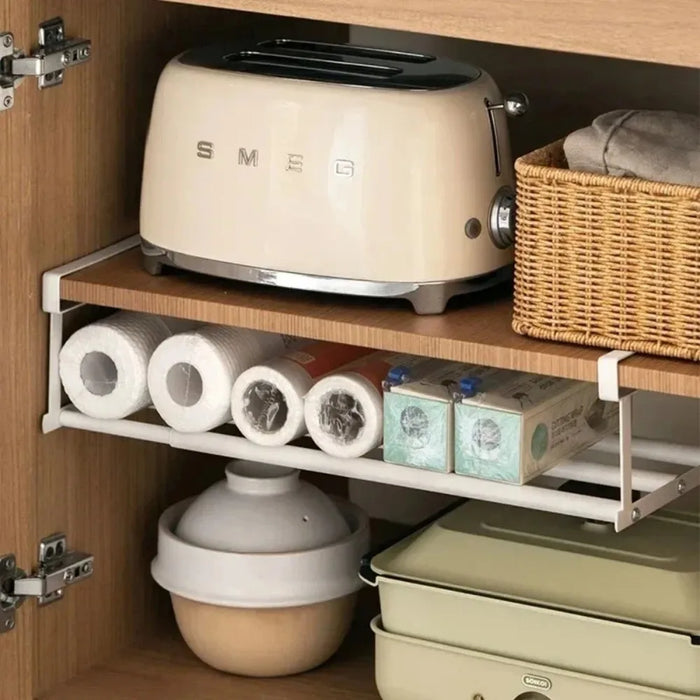 Telescopic Under-Shelf Shoe Rack — Space-Saving Double-Tier Organiser (White)