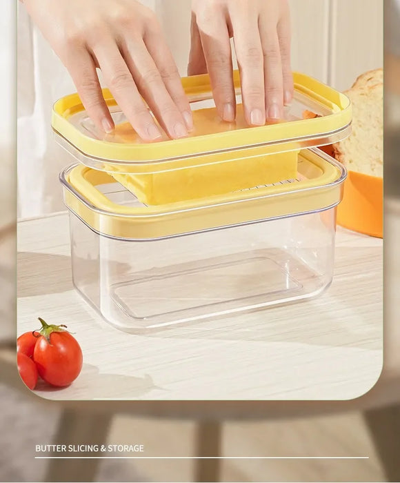 Airtight Butter Slicer & Keeper with Lid — Cutter and Fridge Storage Dish