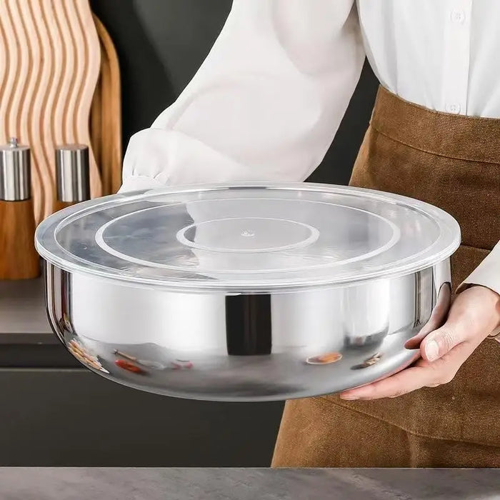 Stainless Steel Mixing Bowl with Lid — Heavy-Duty, Dishwasher-Safe