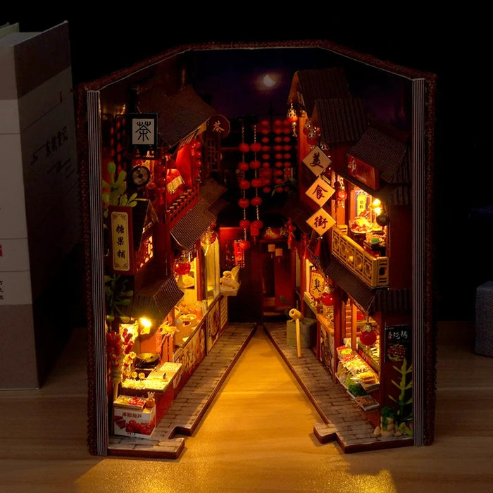 Retro Street-Food Book Nook DIY Wooden Miniature Kit — Shelf Insert