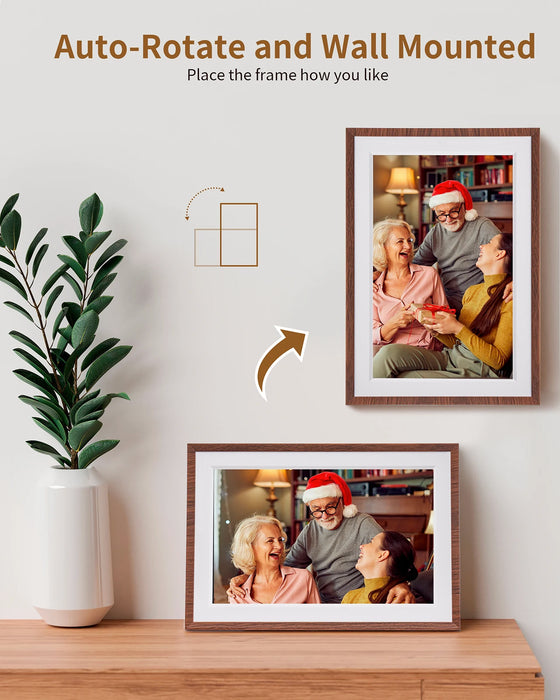 10.1-inch Wi‑Fi Digital Photo Frame — 1280×800 HD Touchscreen, 32GB, Wall‑mountable