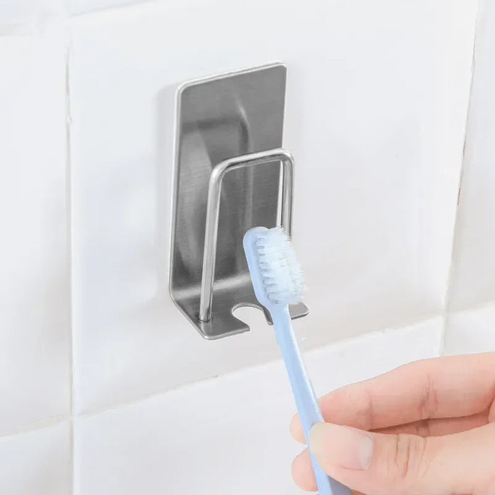 Stainless Steel Wall-Mount Toothbrush & Shaver Holder — 1 or 2 pcs