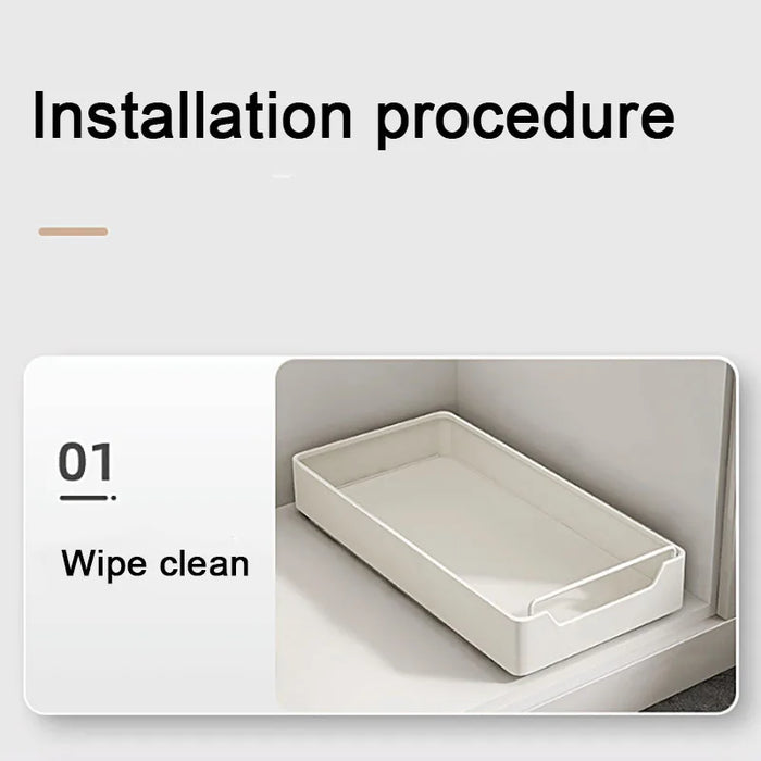 Pull-Out Kitchen Drawer Rack with Slide Rails — 43cm Stainless Steel Organiser (White)