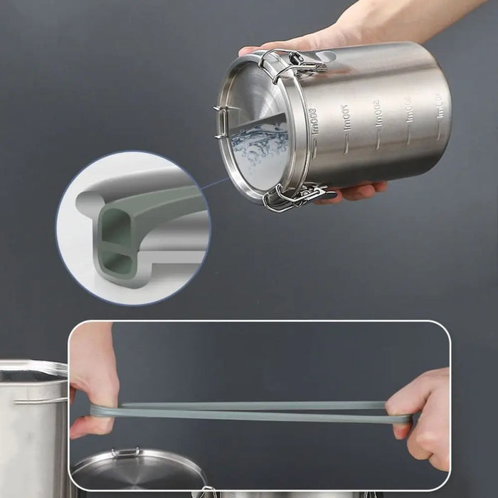 304 Stainless Steel Airtight Food Storage Container with Measurement Scale — 520/1000/1600/2500ml