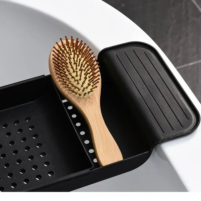 Extendable Bathtub Shelf – Retractable Bath Tray & Towel Holder (Black or White)